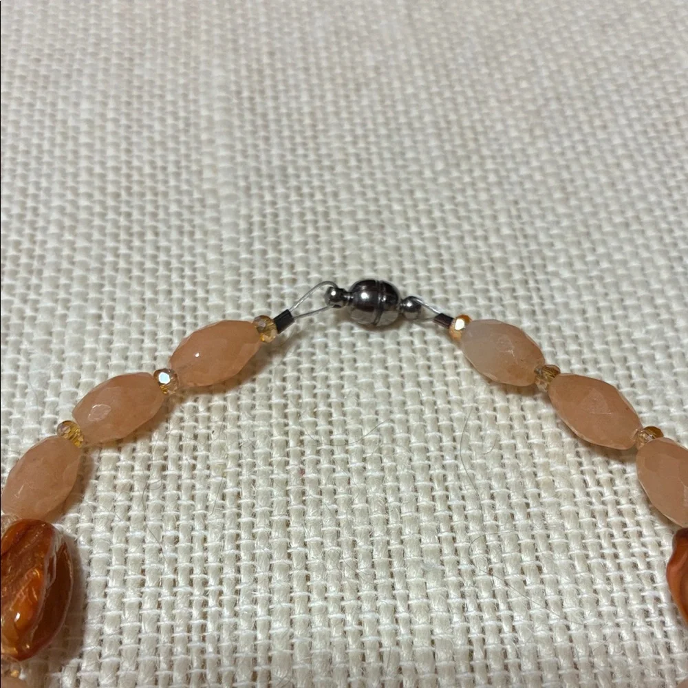 Elegant Orange red aventurine and shell gemstone Beaded Bracelet